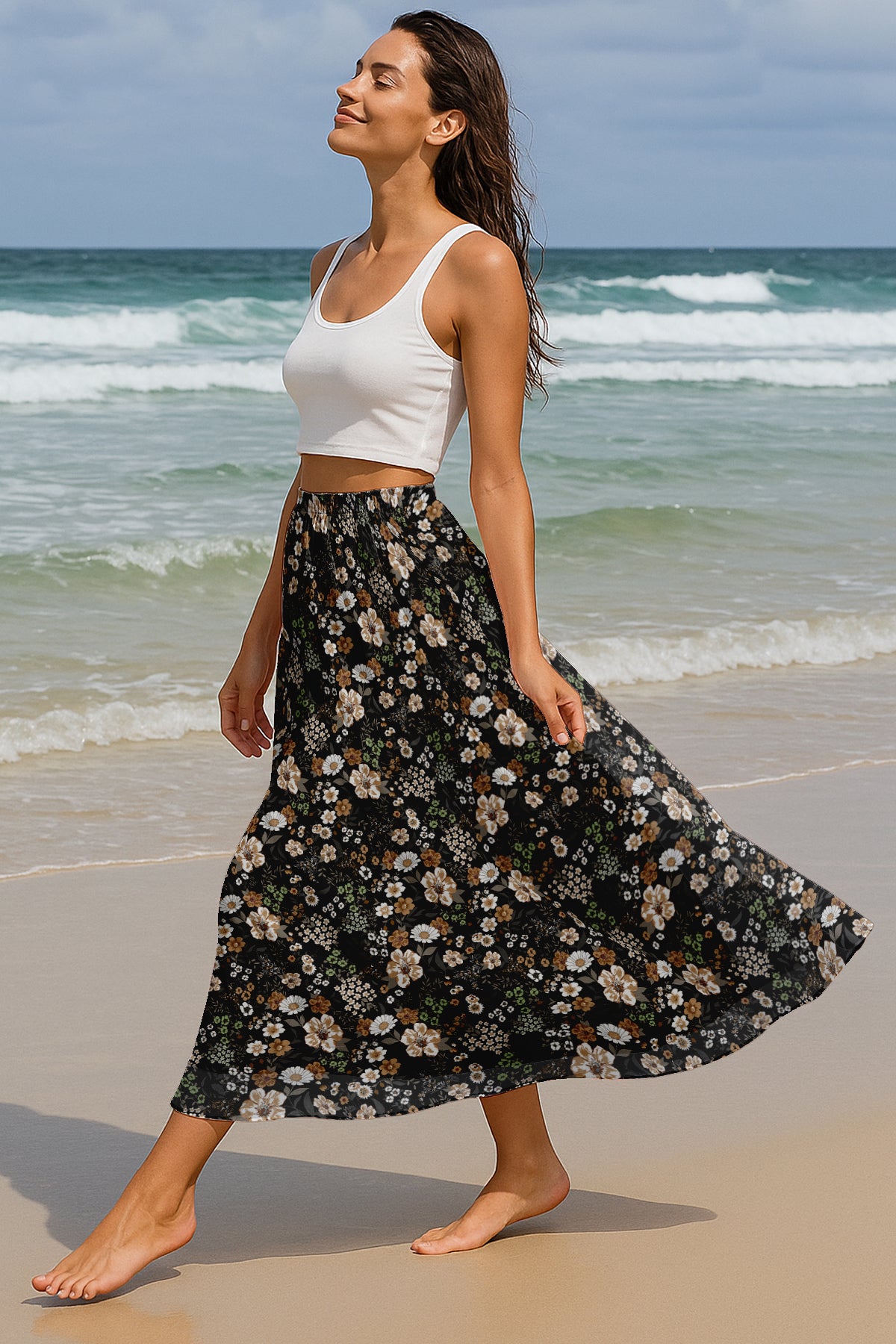 Women's Chiffon Maxi Skirt with Lining - 40" Long