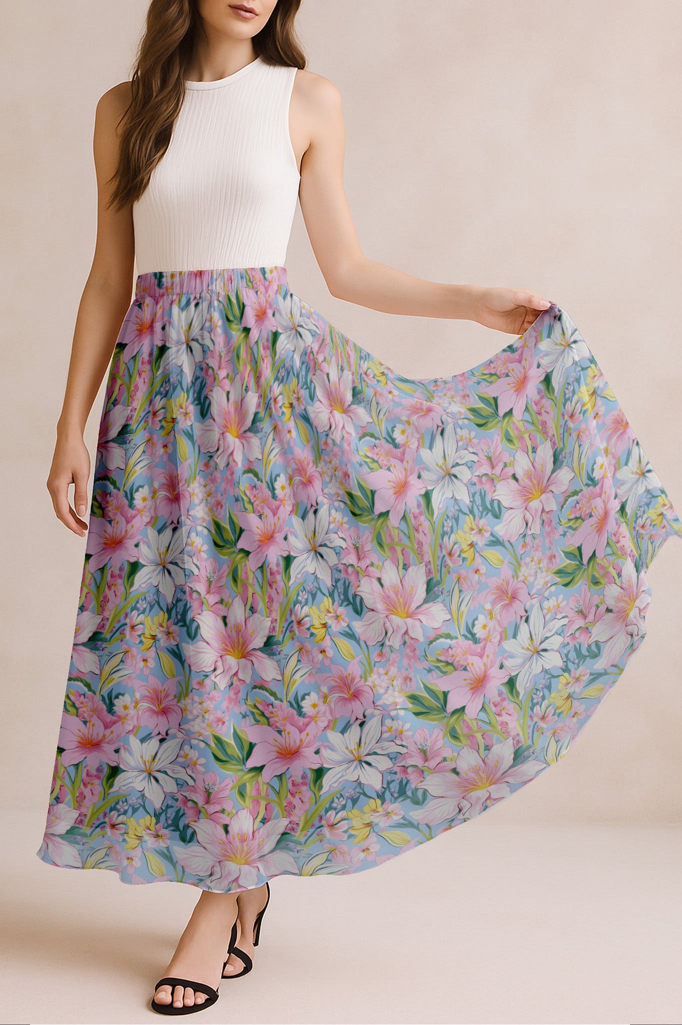 Women's Printed Skirt for Beach, Summer Outfits, High Waist Flowy Skirt