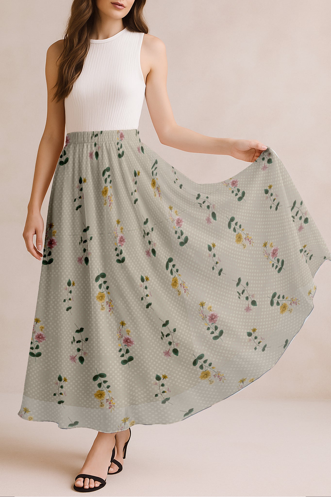 Women's Printed Skirt for Beach, Summer Outfits, High Waist Flowy Skirt