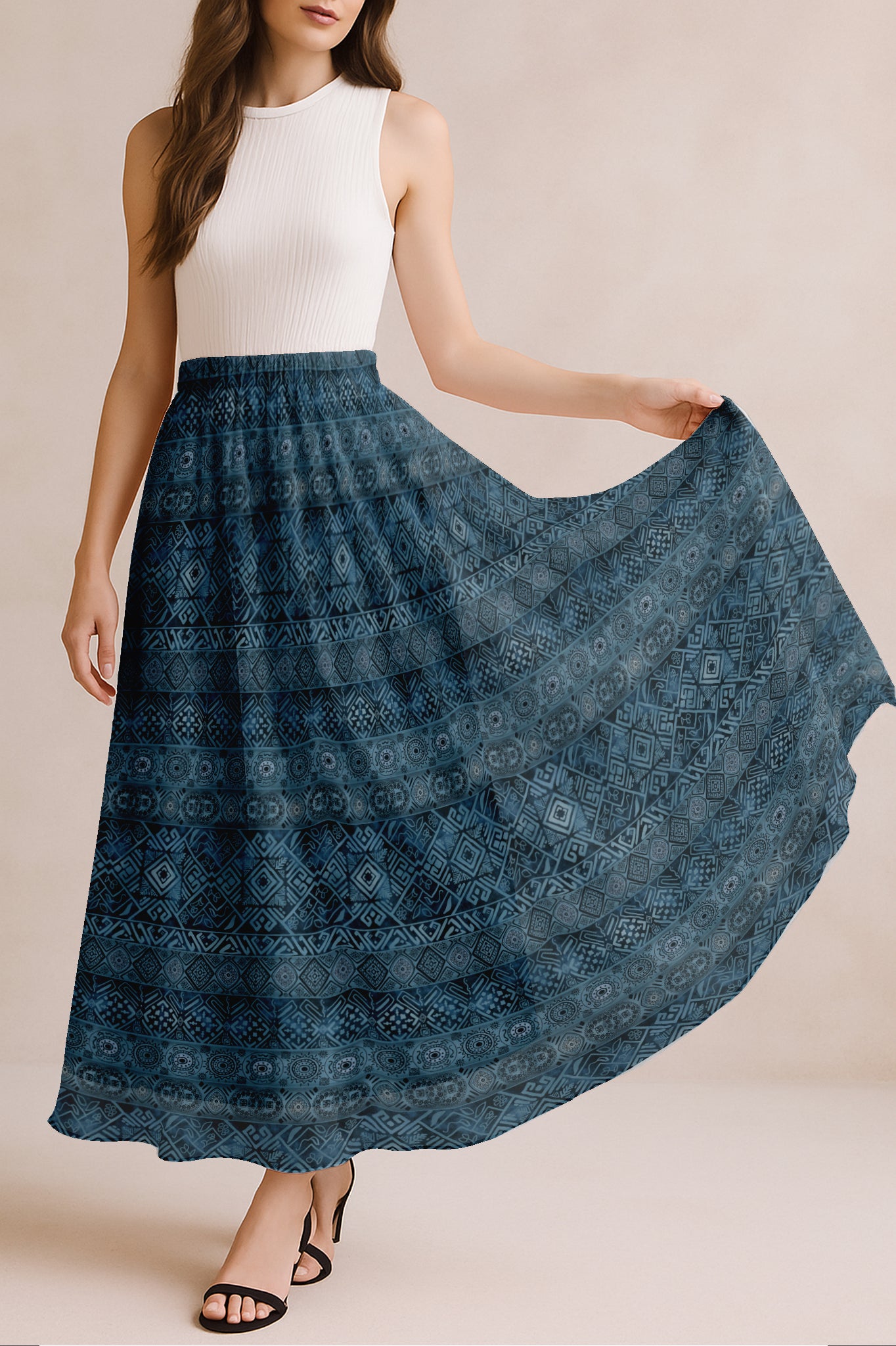 Women's Printed Skirt for Beach, Summer Outfits, High Waist Flowy Skirt
