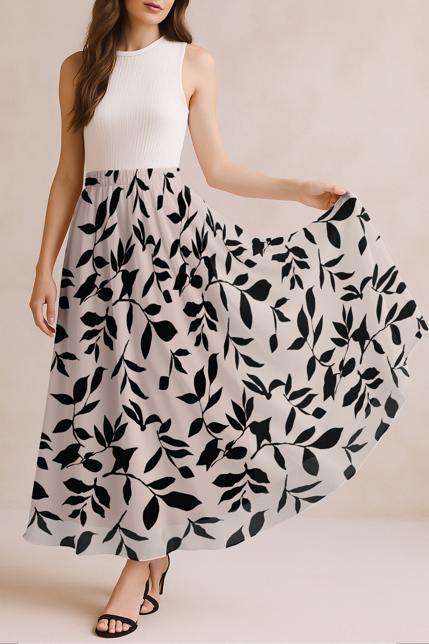 Women's Printed Skirt for Beach, Summer Outfits, High Waist Flowy Skirt
