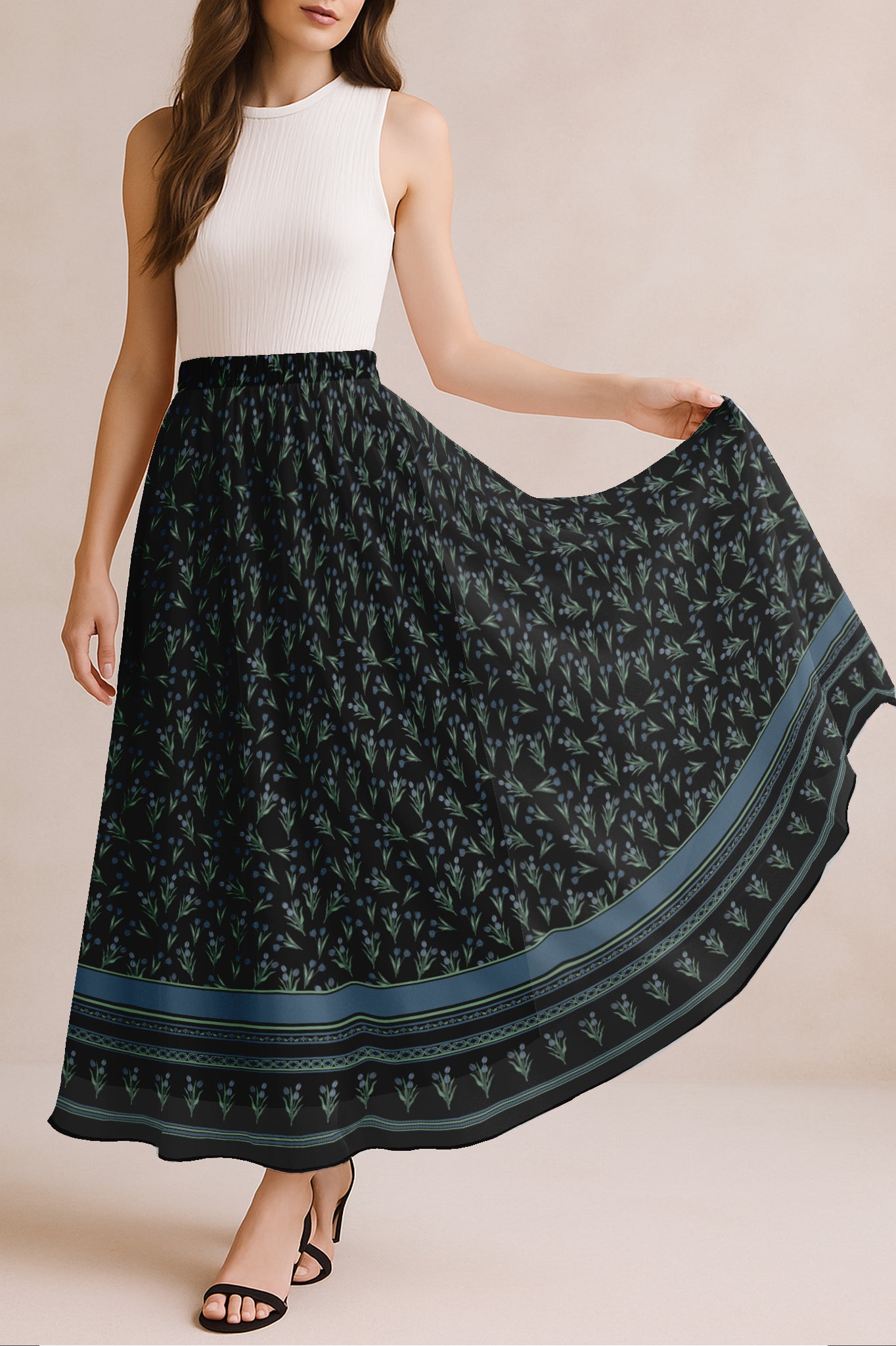 Women's Chiffon Maxi Skirt with Lining - 40" Long
