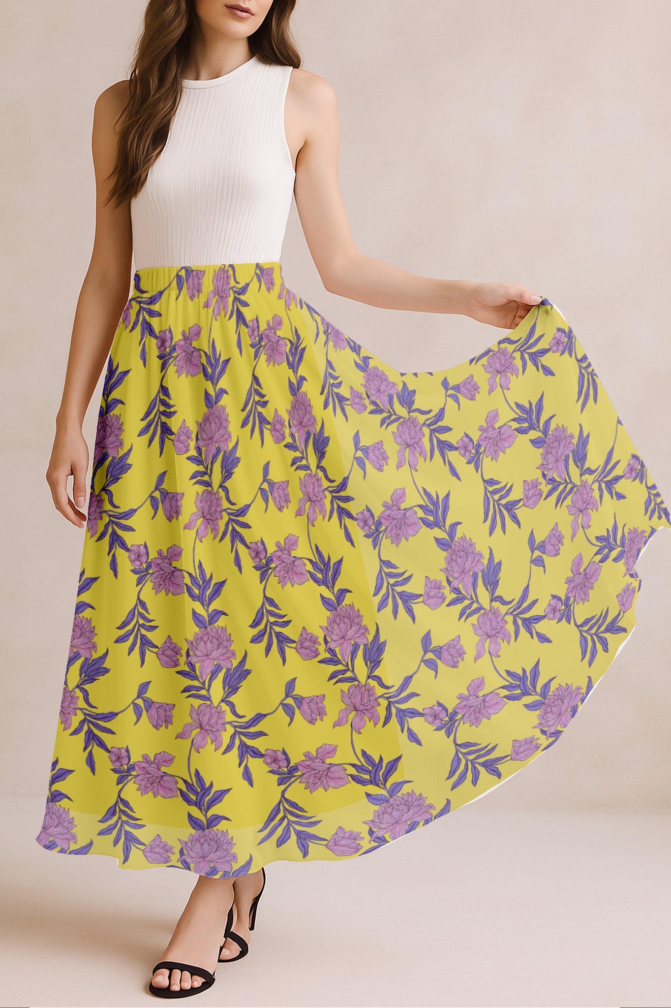 Women's Printed Skirt for Beach, Summer Outfits, High Waist Flowy Skirt