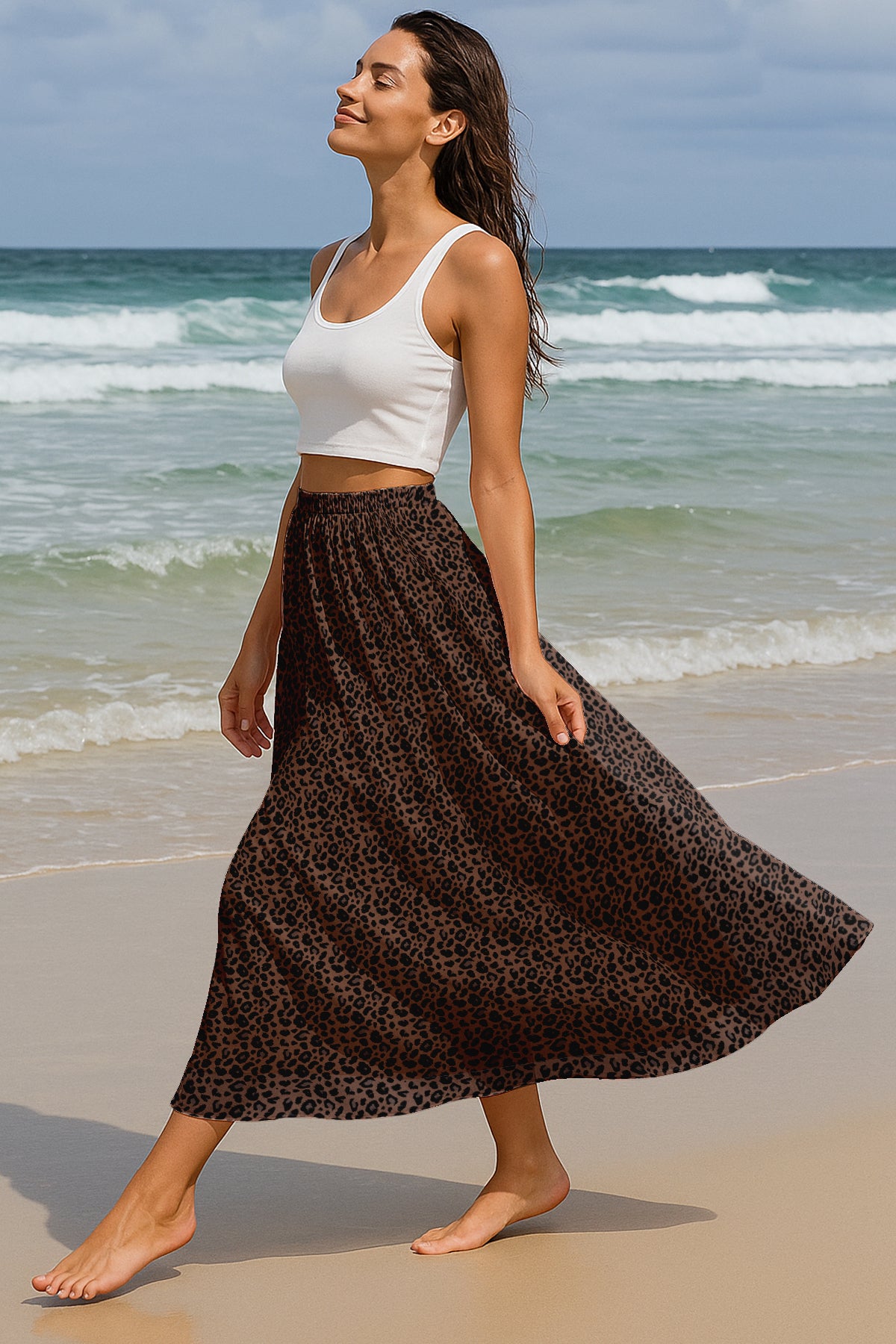 Women's Printed Skirt for Beach, Summer Outfits, High Waist Flowy Skirt
