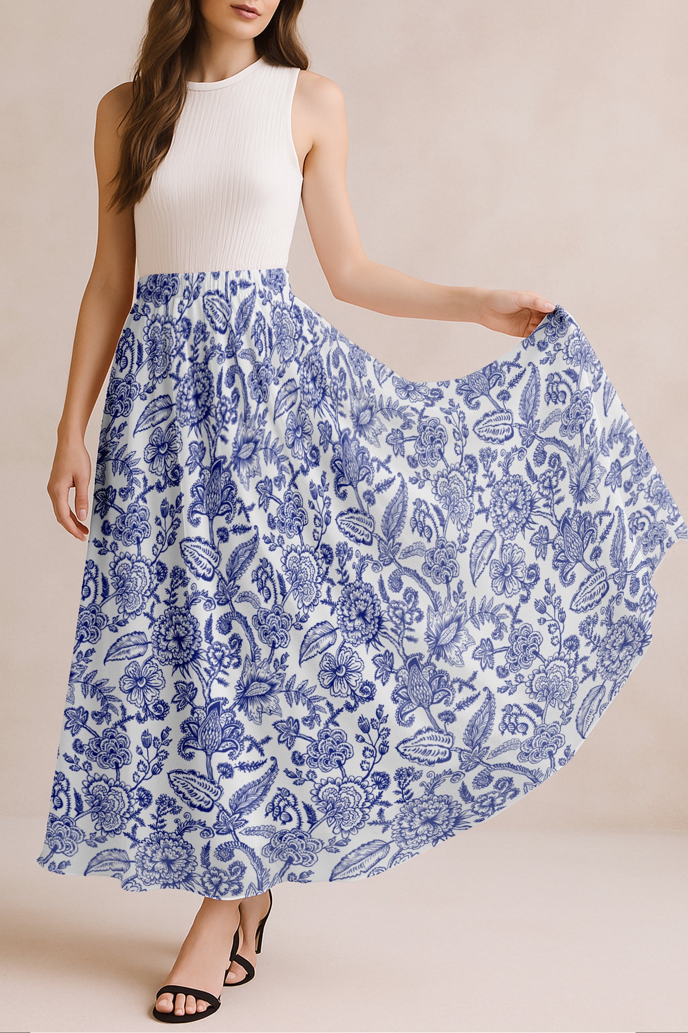 Women's Printed Skirt for Beach, Summer Outfits, High Waist Flowy Skirt