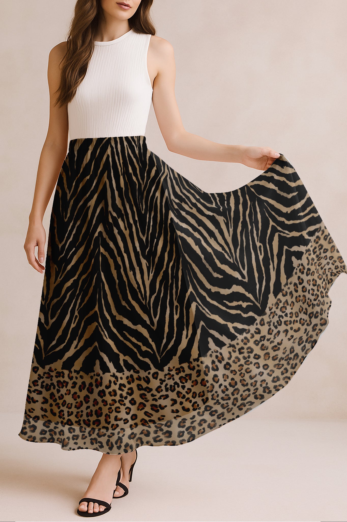 Women's Maxi Skirt with Lining - 40" Summer Outfits, High Waist Flowy Skirt
