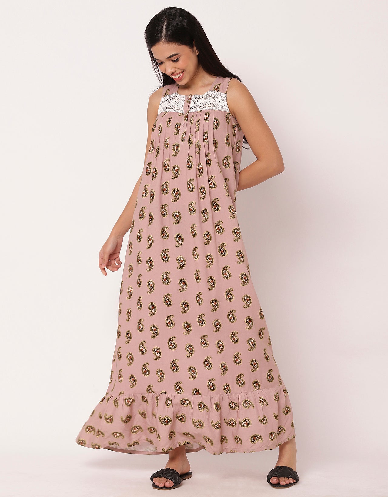 Sleeveless Nightdress, Printed