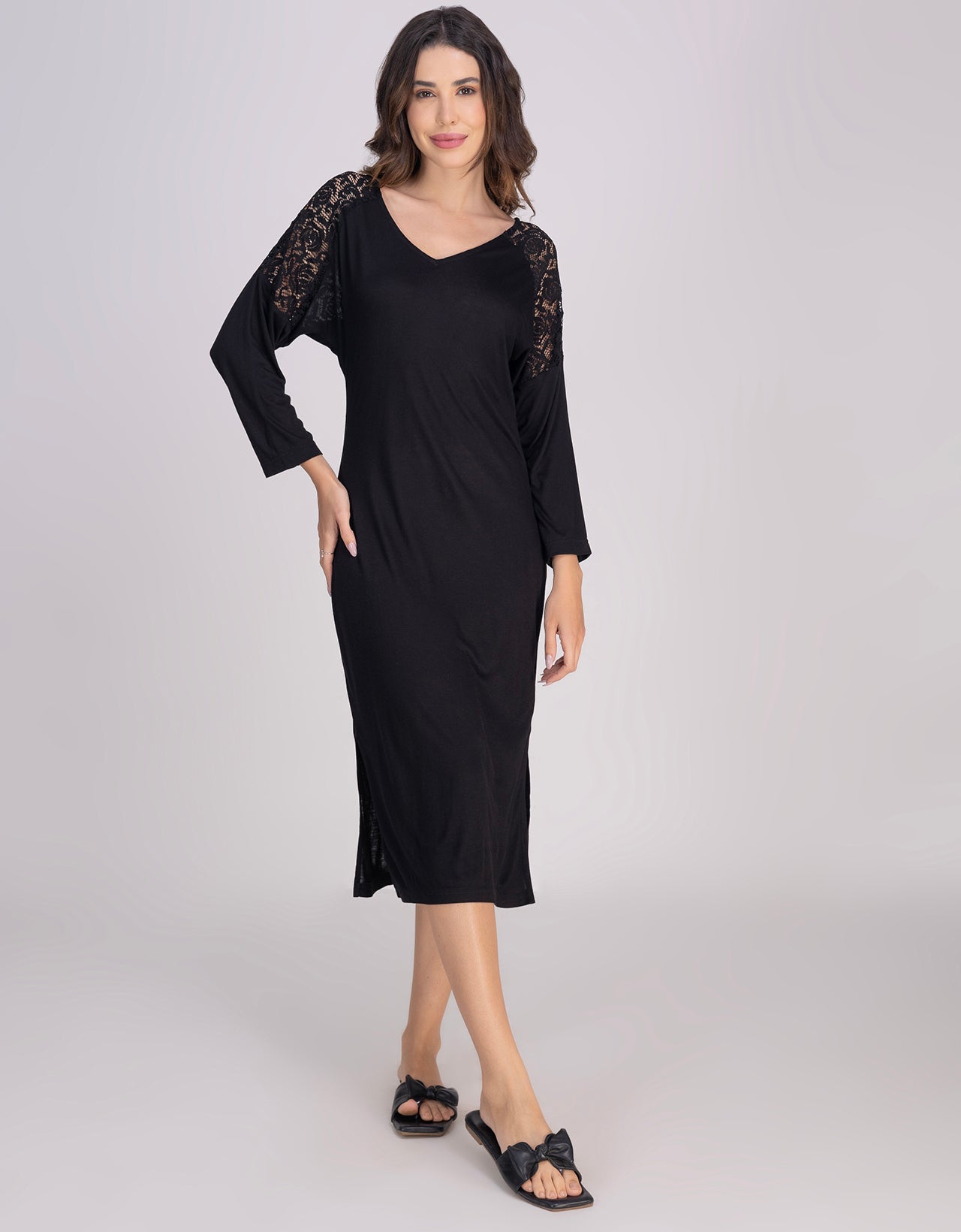 Moomaya Women's Long Nightdress, Elegant Maxi Nightgown