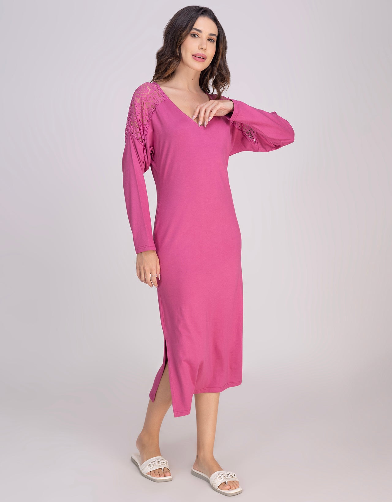 Moomaya Women's Long Nightdress, Elegant Maxi Nightgown