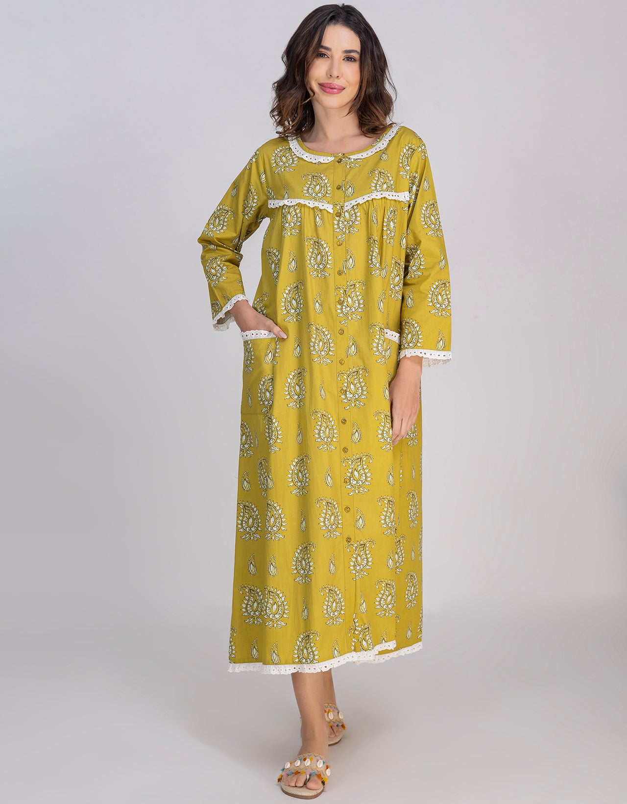 Moomaya Women's Cotton  Printed A-Line Sleepwear Maxi Nightdress