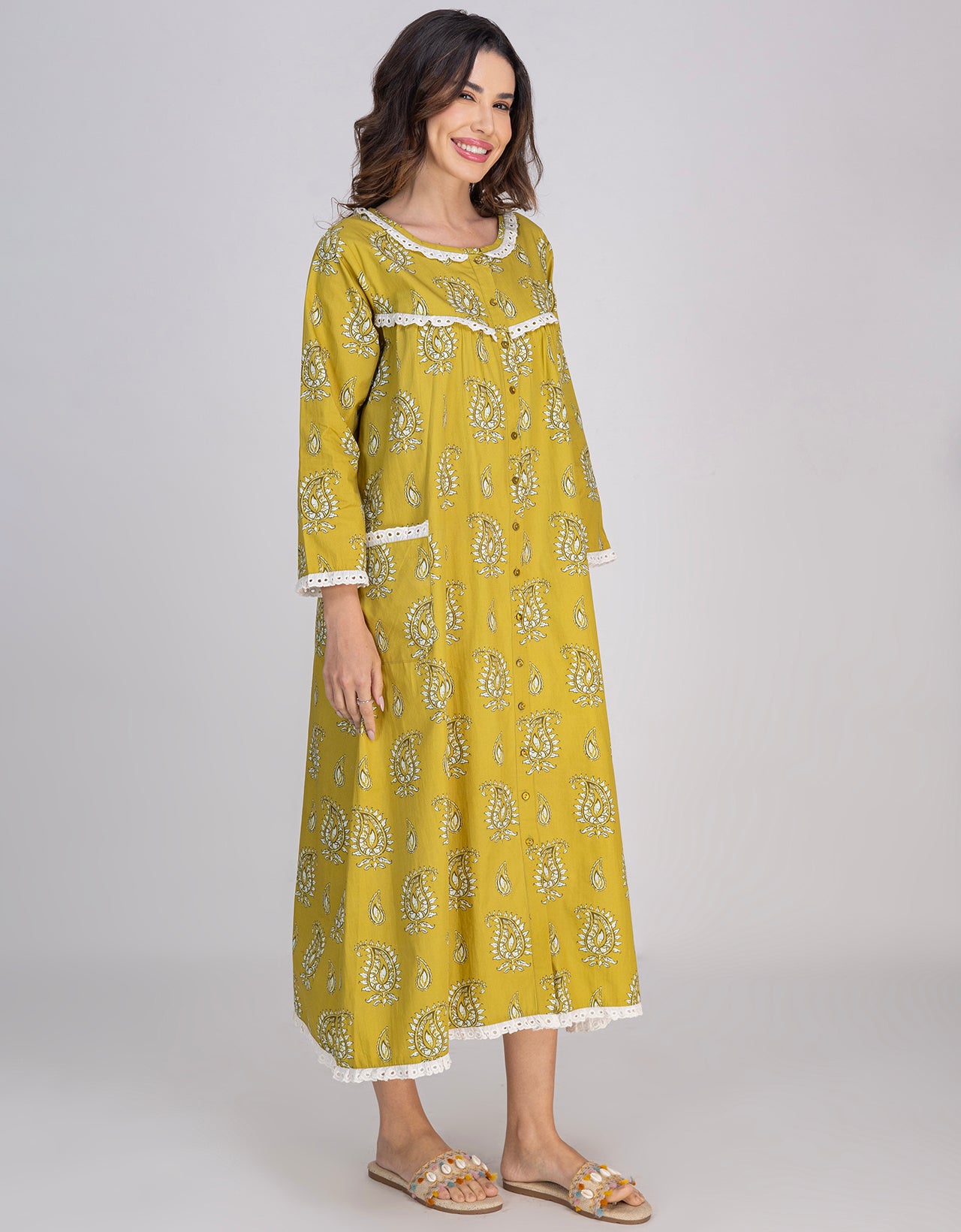 Moomaya Women's Cotton  Printed A-Line Sleepwear Maxi Nightdress