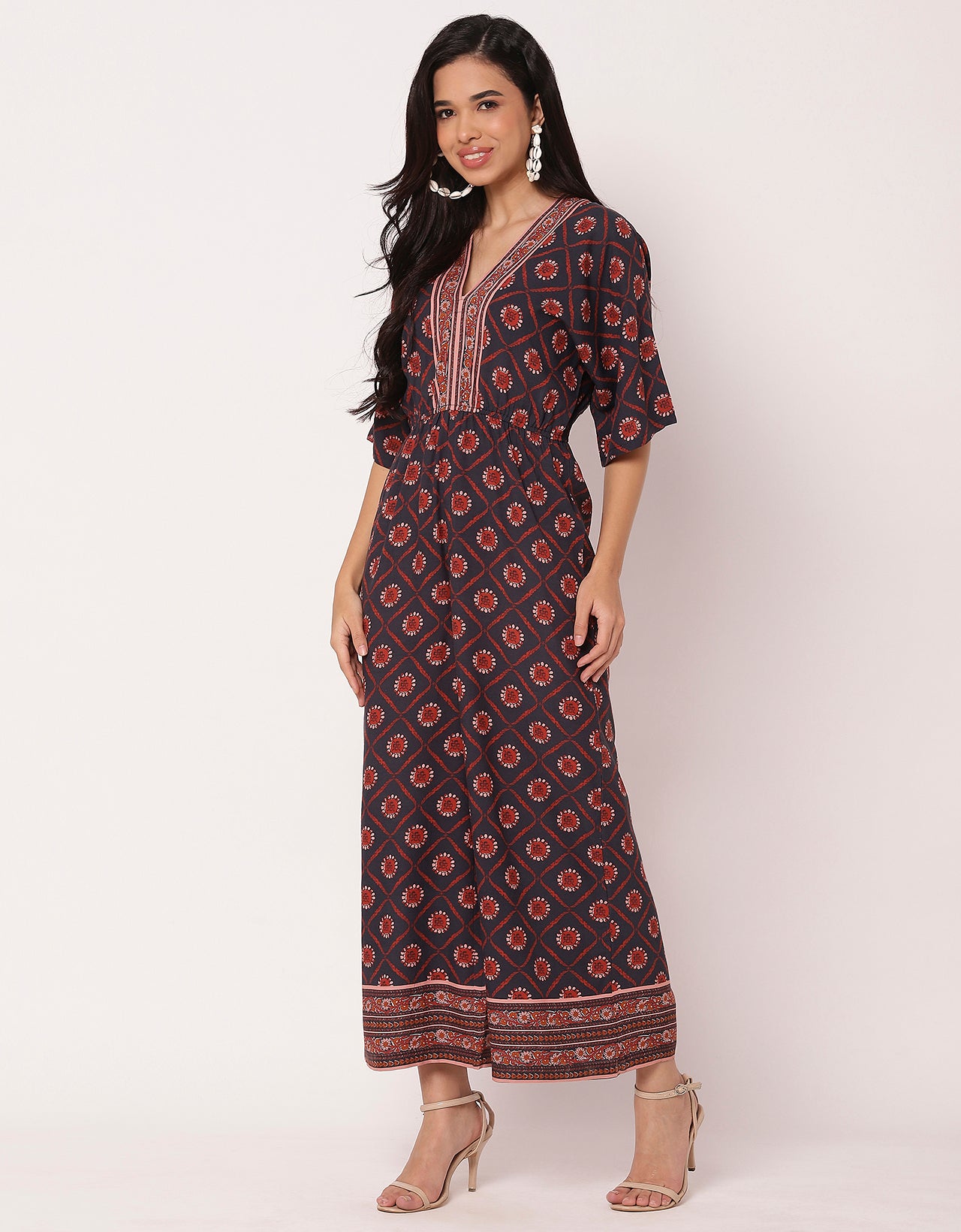 Printed Jumpsuit, V-Neck