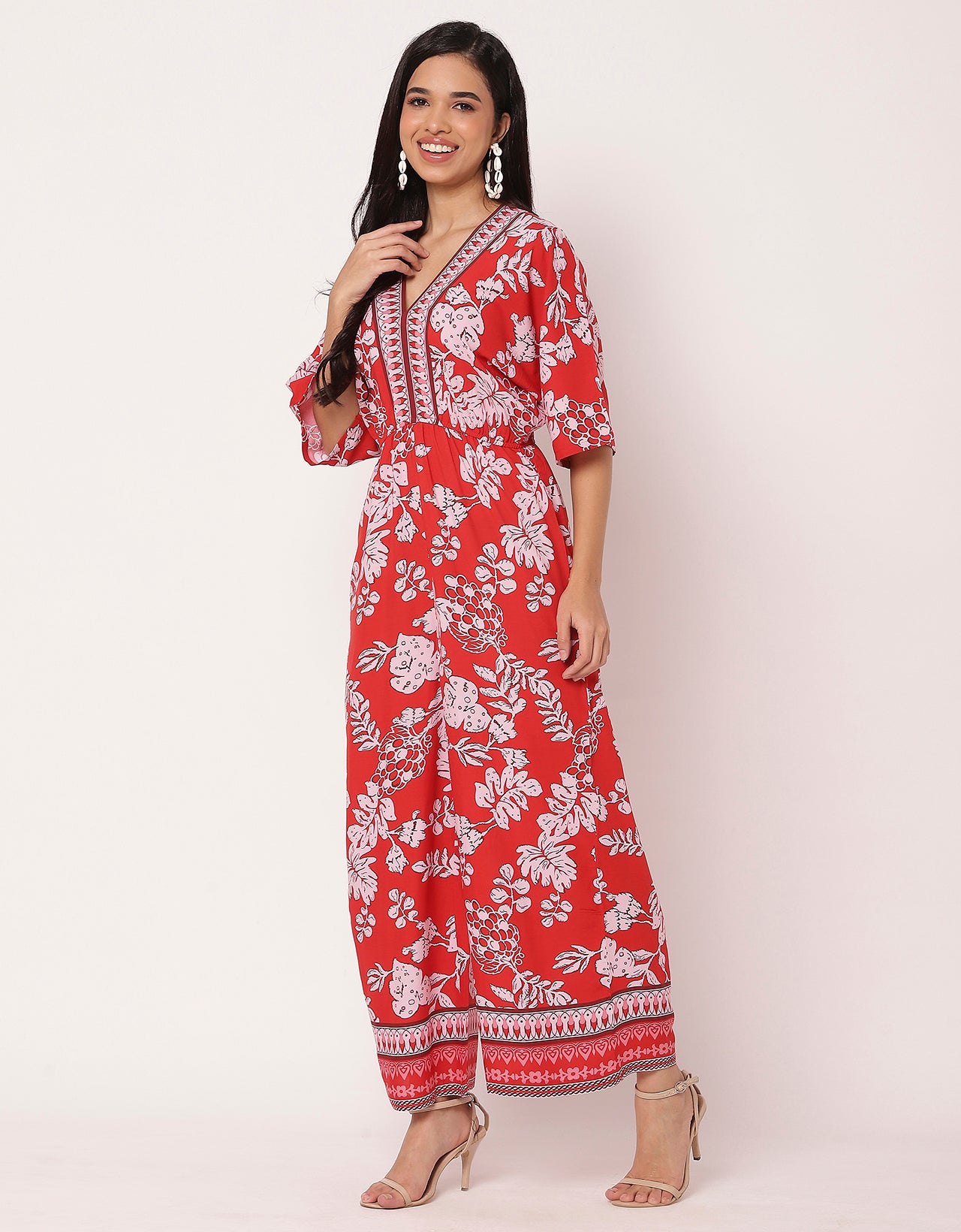 Printed Jumpsuit, V-Neck