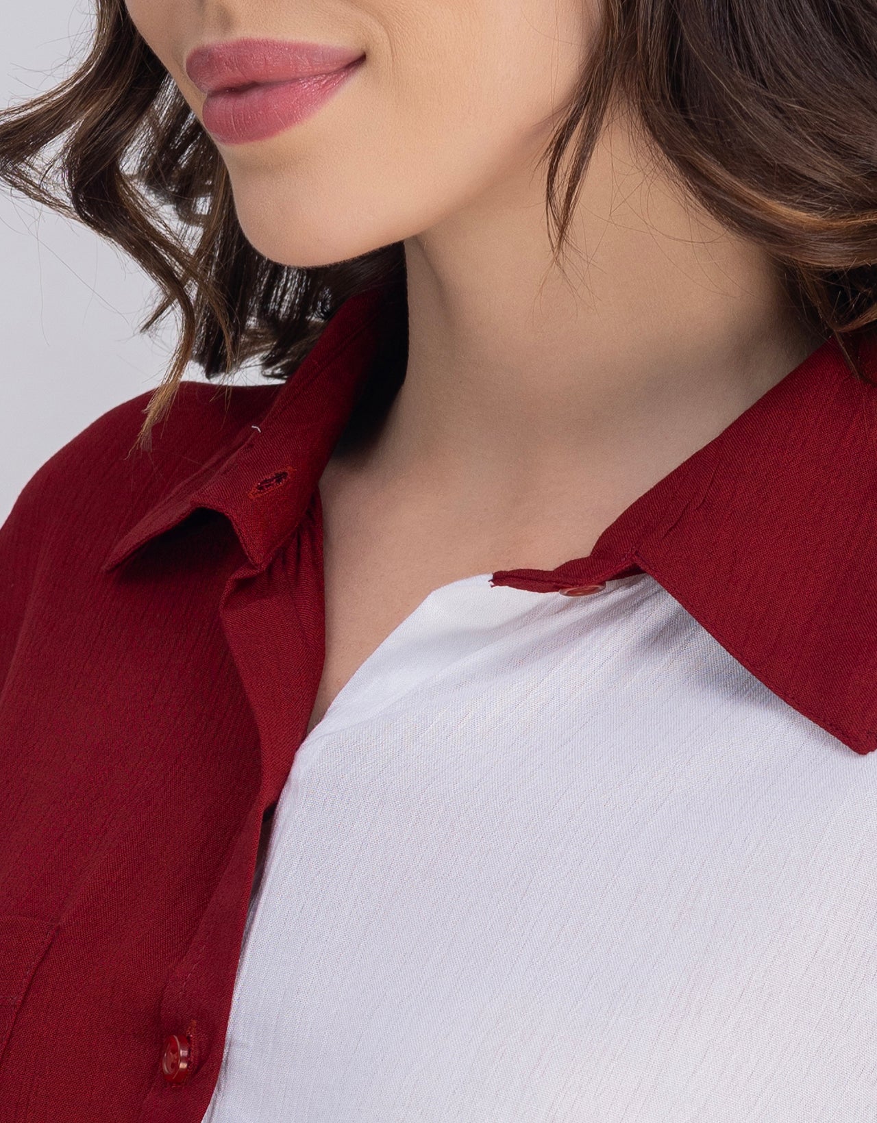 Moomaya Women's Crinkle Rayon Button-Down Shirt With Classic Collar