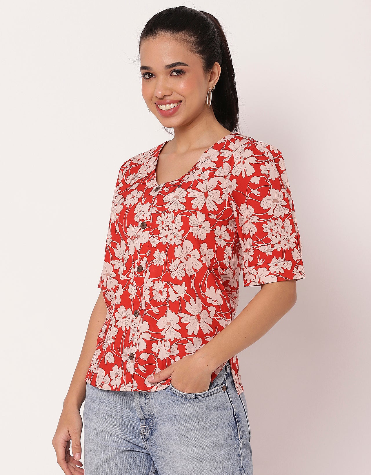 Printed Short Sleeve Top