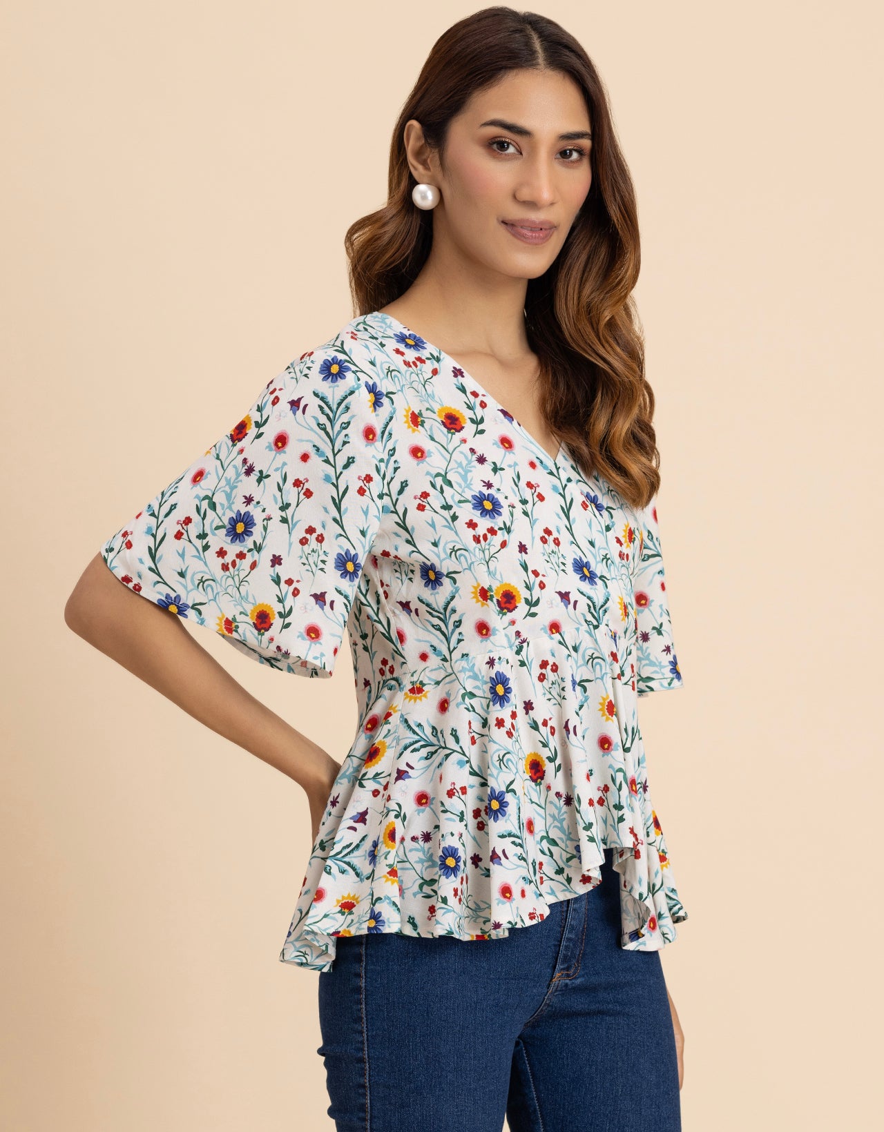 Elegant V-Neck Peplum Summer Top For Women