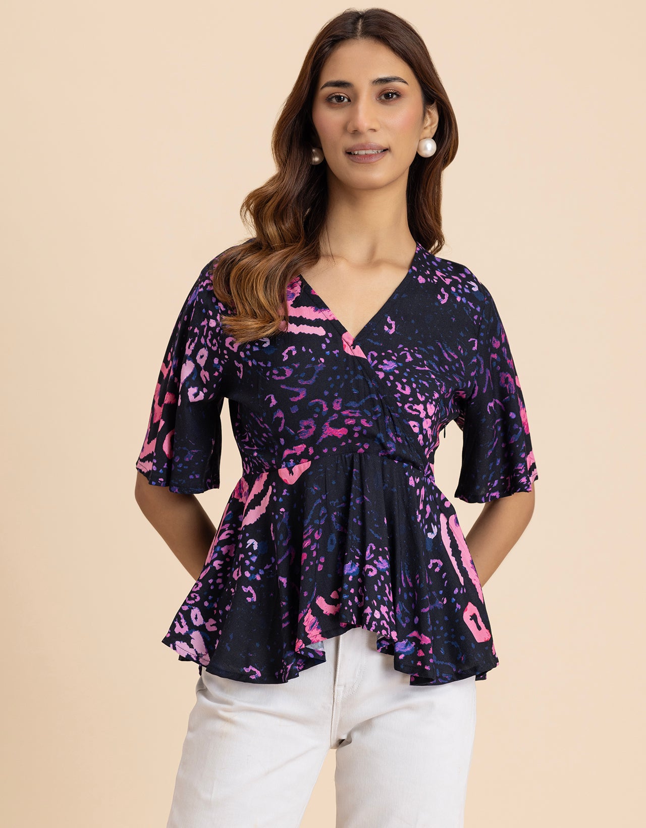 Elegant V-Neck Peplum Summer Top For Women
