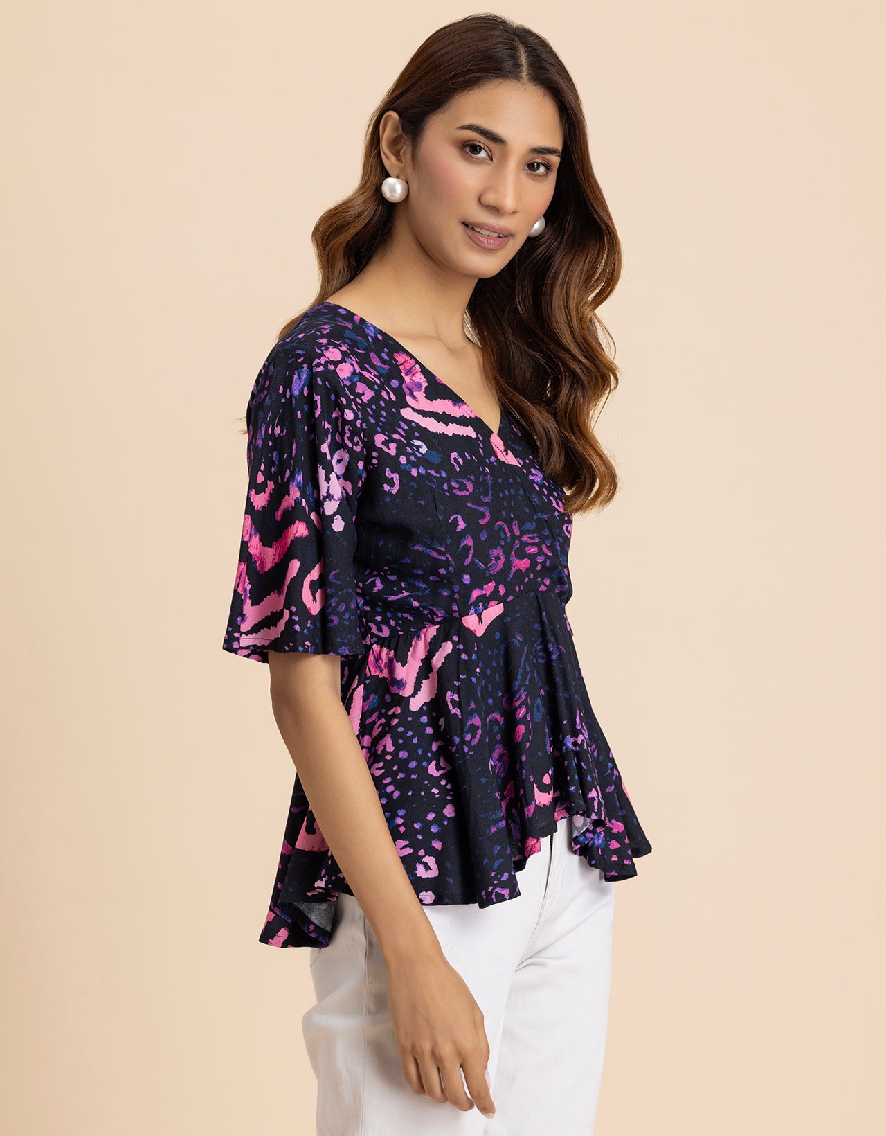 Elegant V-Neck Peplum Summer Top For Women
