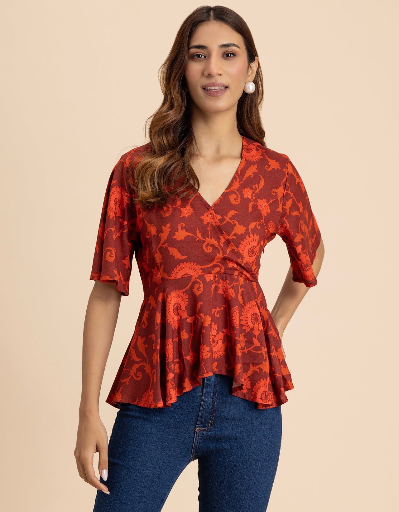 Elegant V-Neck Peplum Summer Top For Women