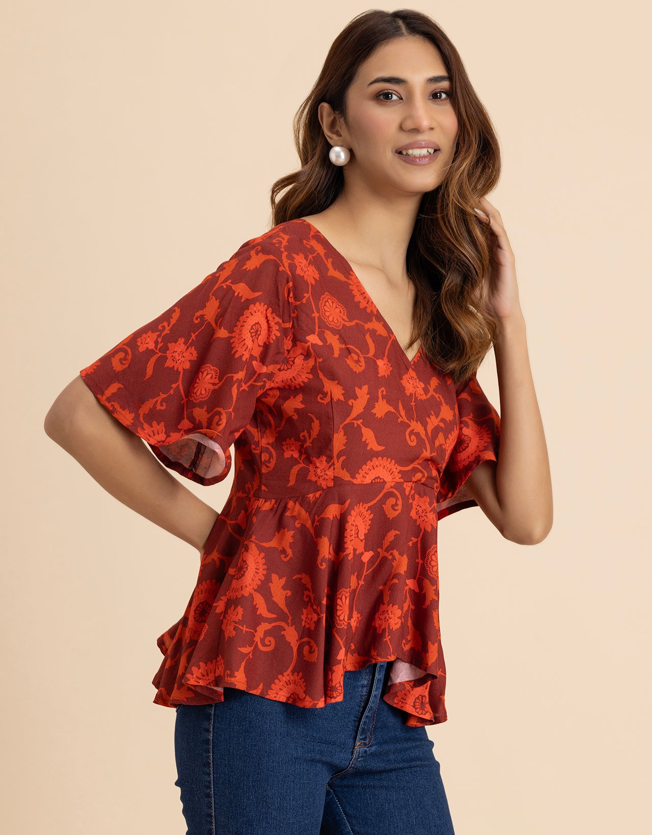 Elegant V-Neck Peplum Summer Top For Women