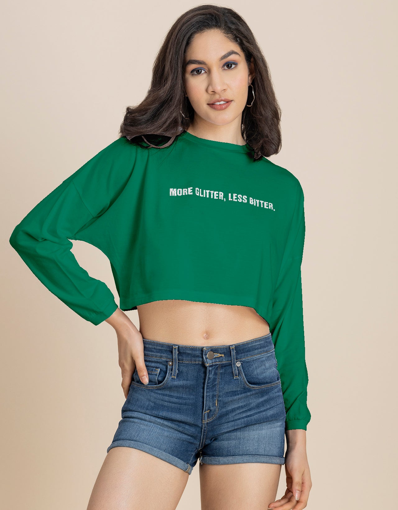 Full Sleeves Boxy Crop Top For Women