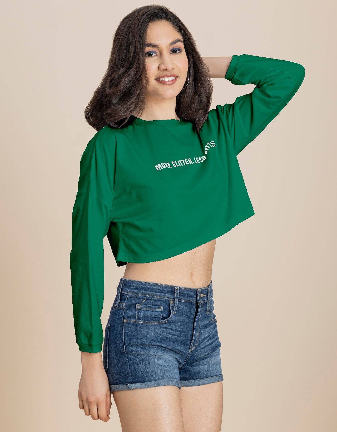 Full Sleeves Boxy Crop Top For Women