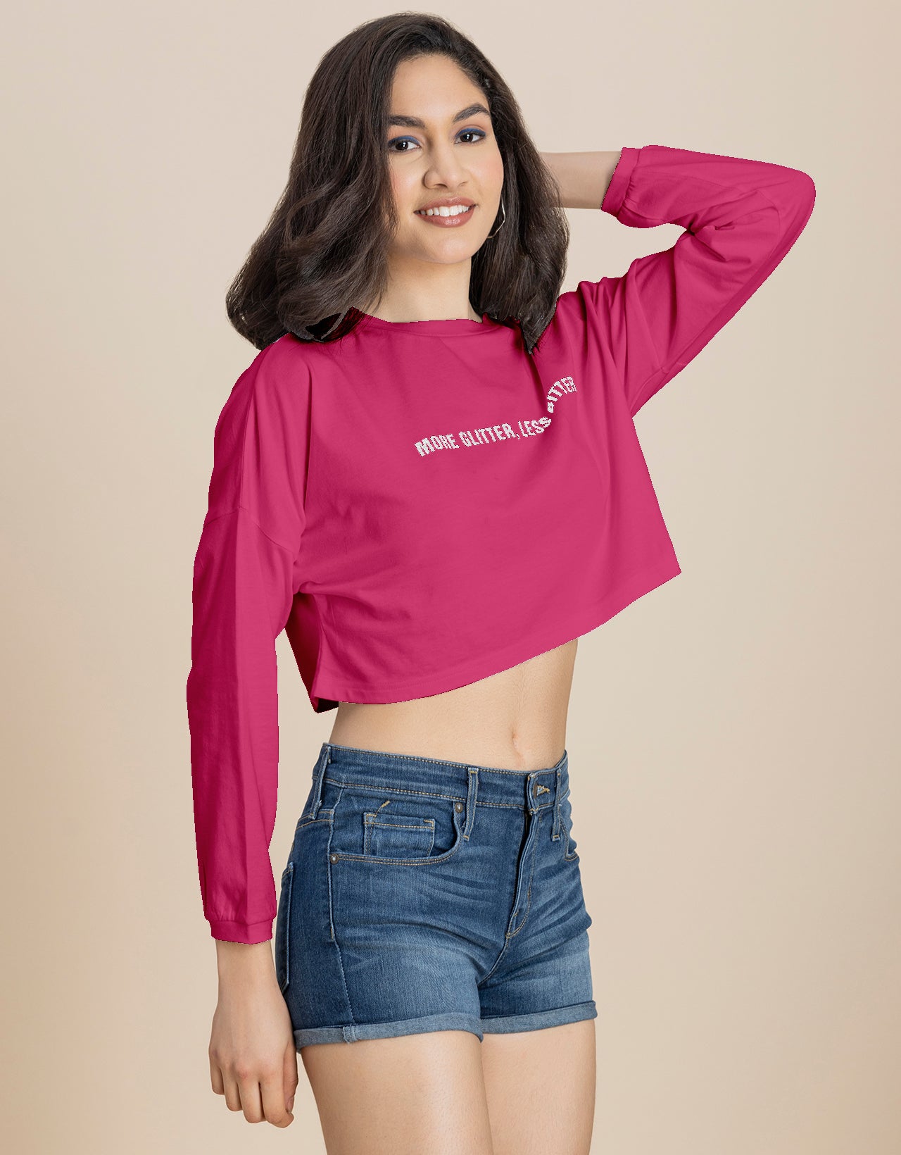 Full Sleeves Boxy Crop Top For Women