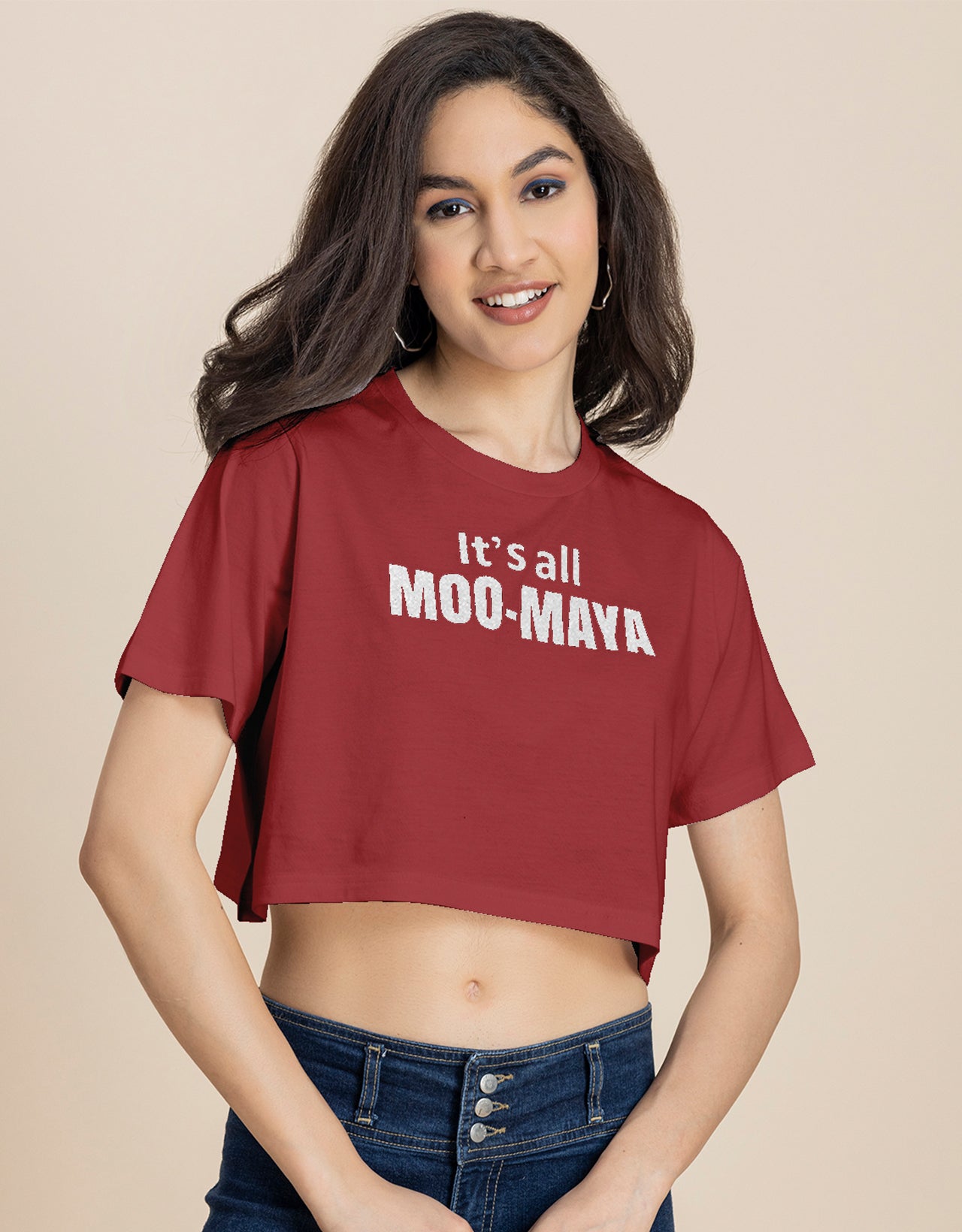 Round Neck Crop T-Shirt, Chic Casual Tee