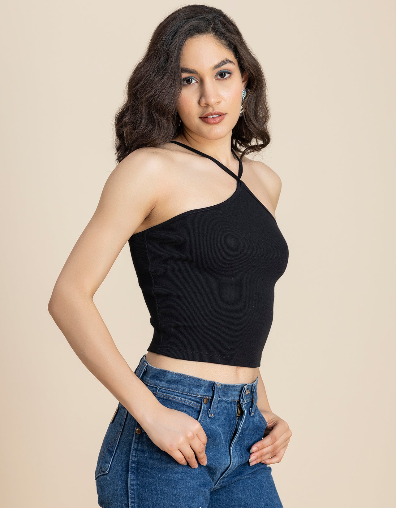 Casual Halter Neck Crop Top For Women