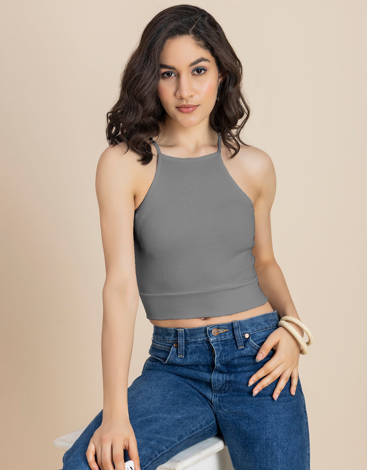 Women Casuals Sporty Crop Sleeveless Top