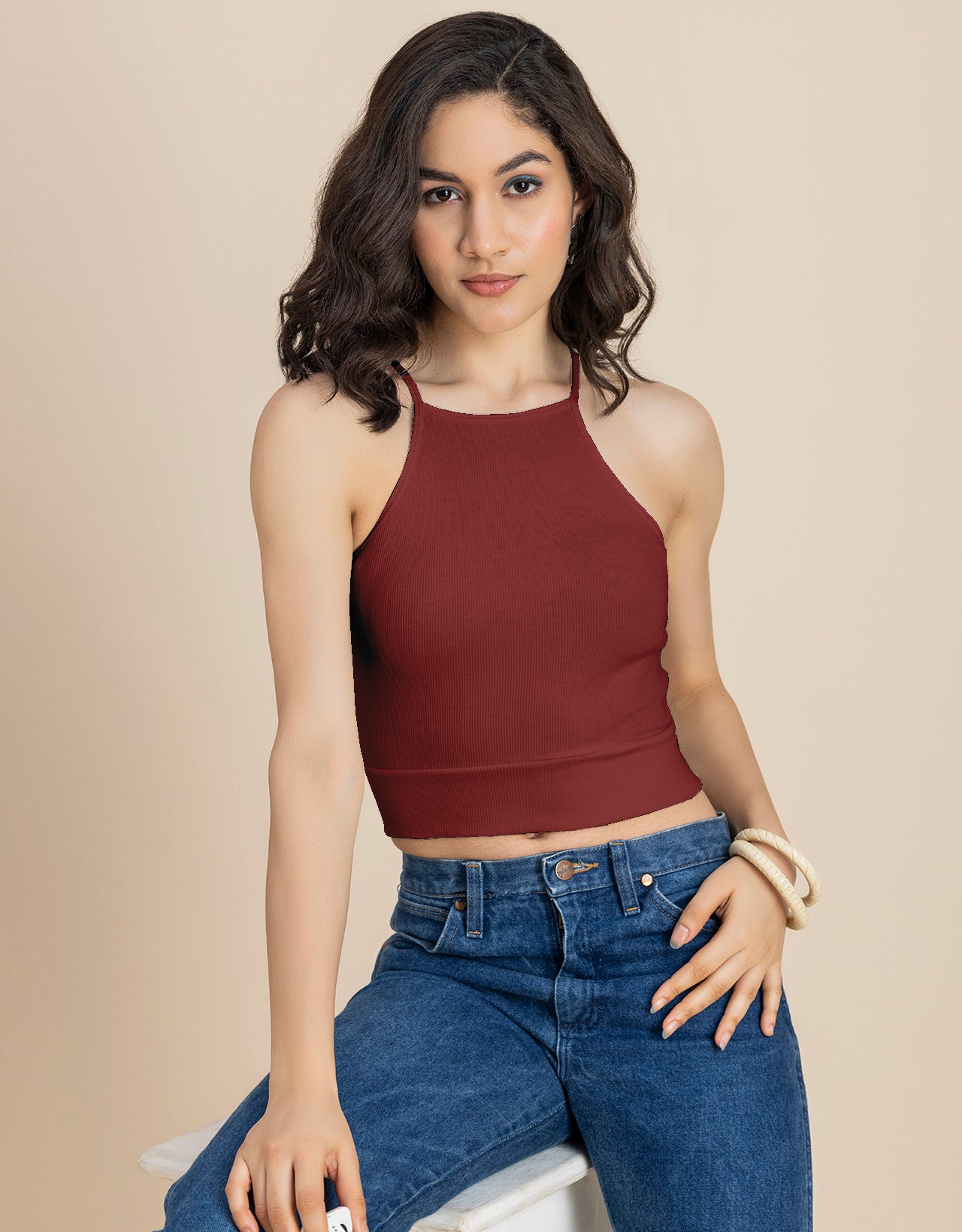 Women Casuals Sporty Crop Sleeveless Top