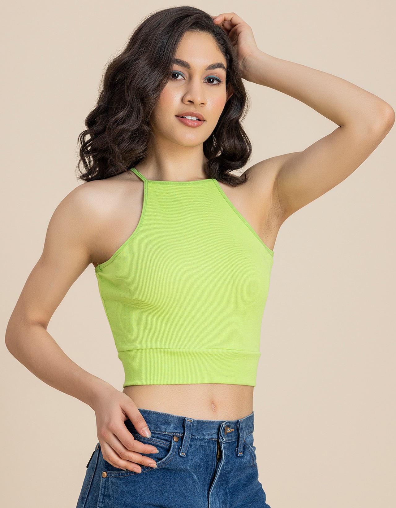 Women Casuals Sporty Crop Sleeveless Top