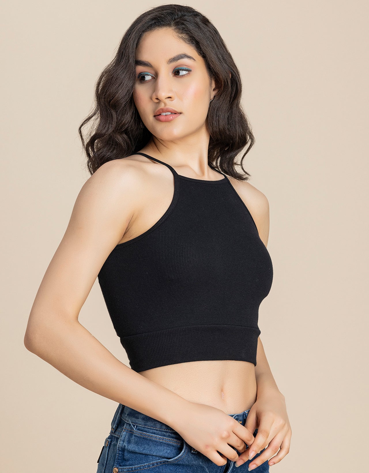 Women Casuals Sporty Crop Sleeveless Top