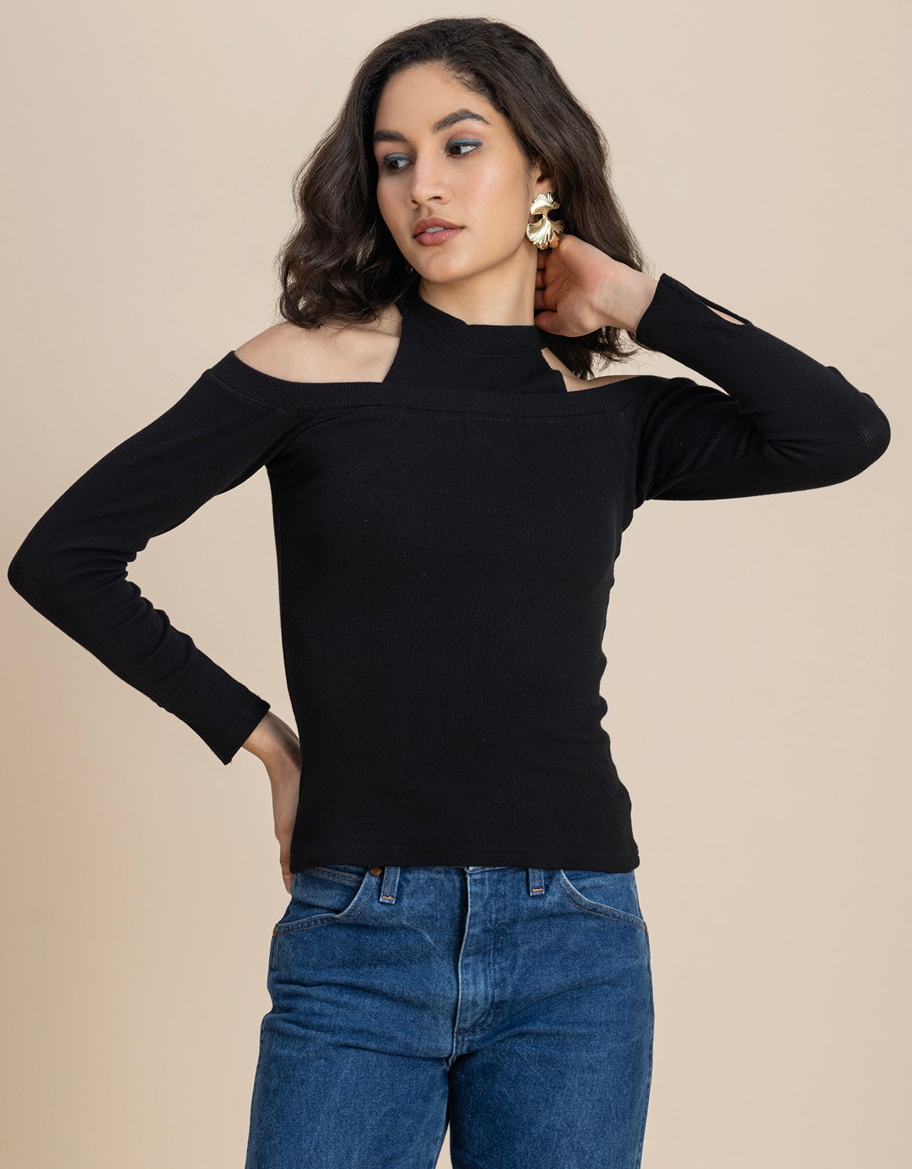 Women Casuals Cold Shoulder Top