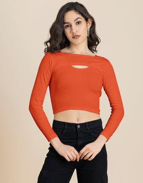 2 Pc Solid Bust Crop Top For Women