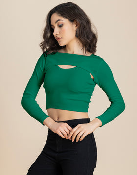 2 Pc Solid Bust Crop Top For Women