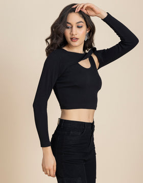 2 Pc Solid Bust Crop Top For Women
