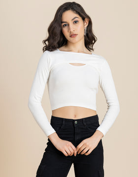2 Pc Solid Bust Crop Top For Women