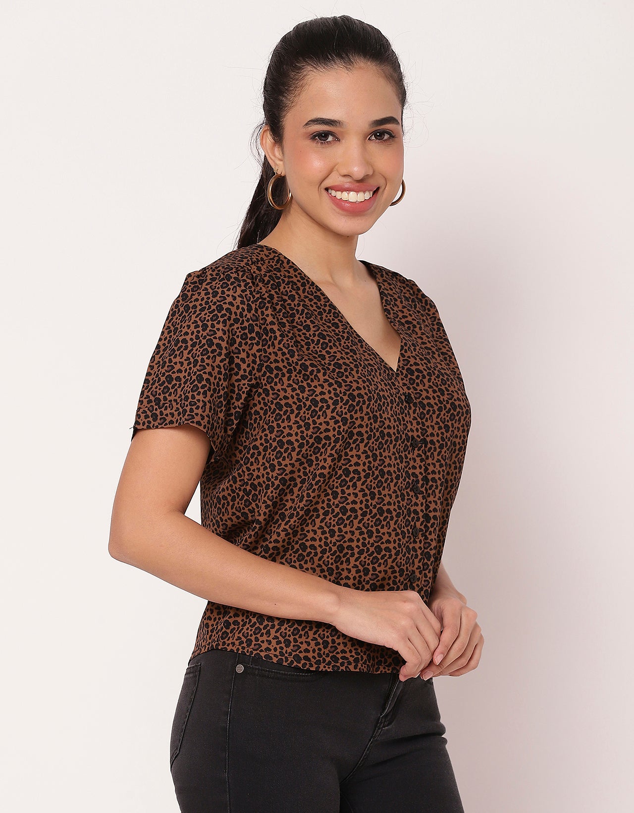 Printed Tops For Women V Neck Regular Fit Top