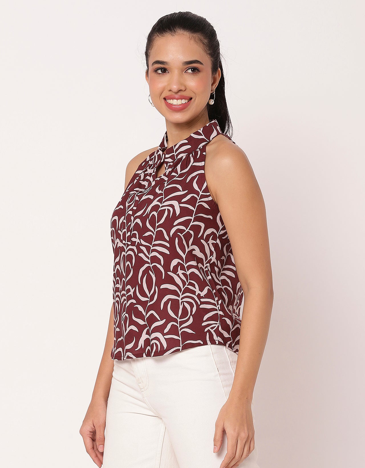 Sleeveless Halter Neck Printed Loose Women's Top
