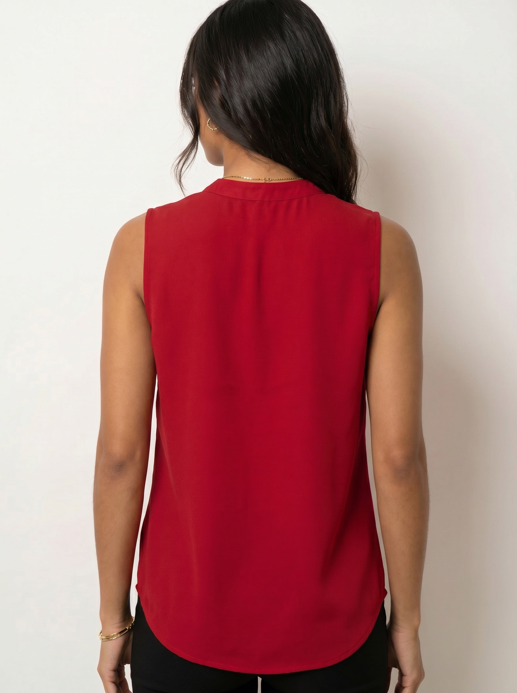 Moomaya Women Sleeveless Tunic Top Pleated Front Office Casual Summer Wear