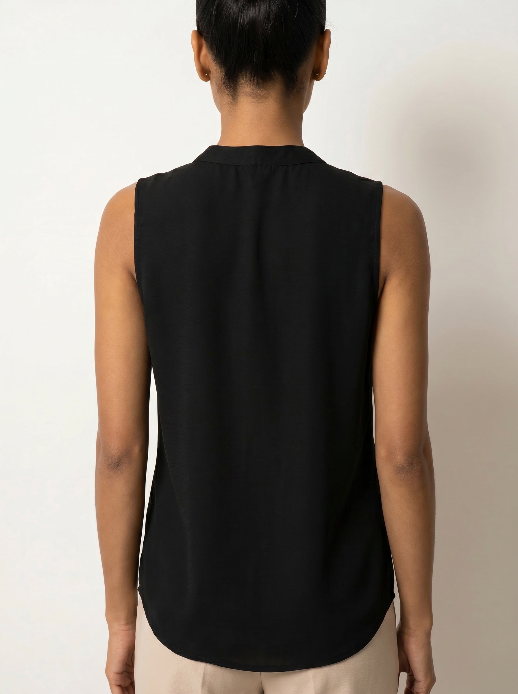 Moomaya Women Sleeveless Tunic Top Pleated Front Office Casual Summer Wear