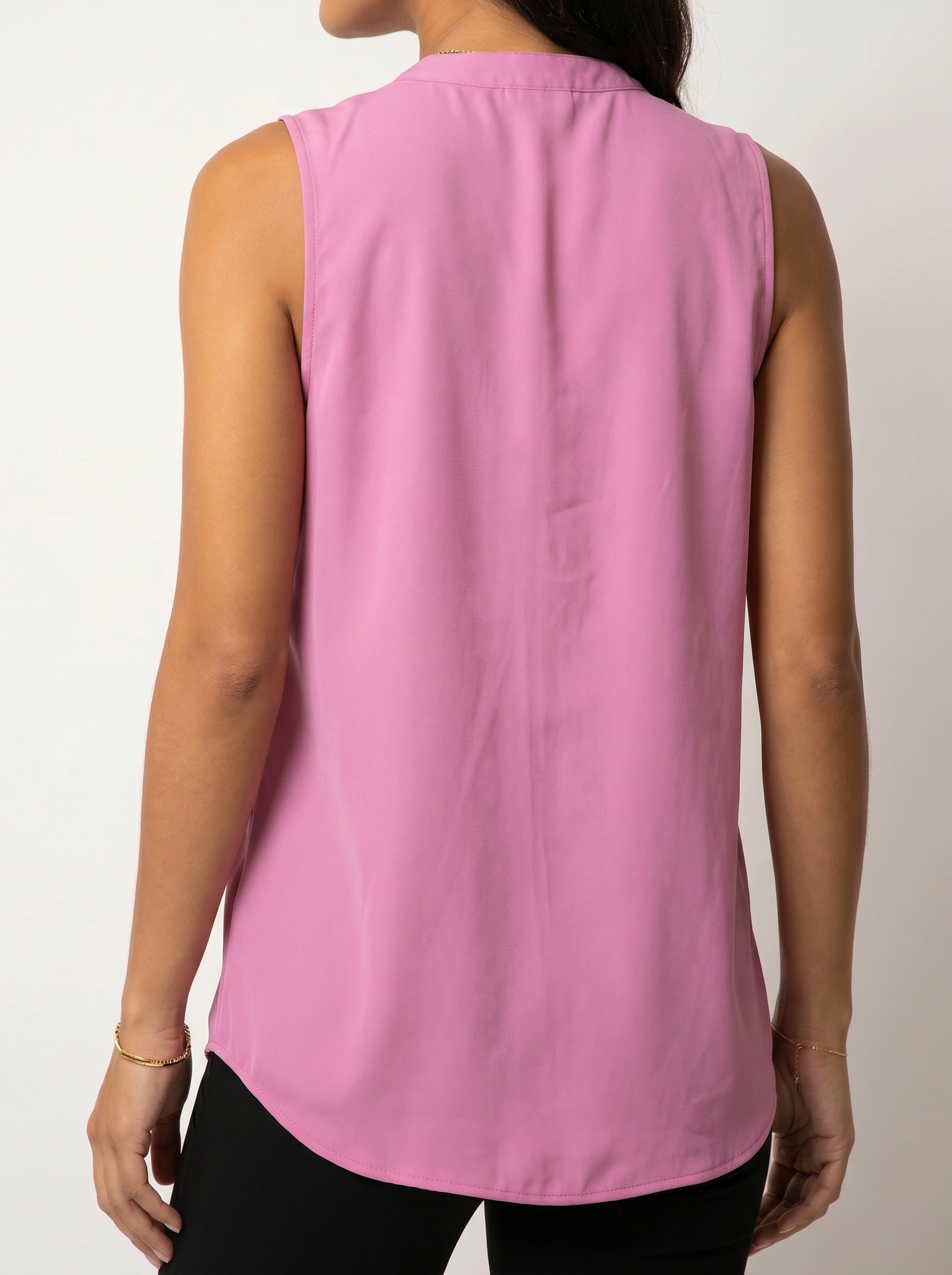 Moomaya Women Sleeveless Tunic Top Pleated Front Office Casual Summer Wear