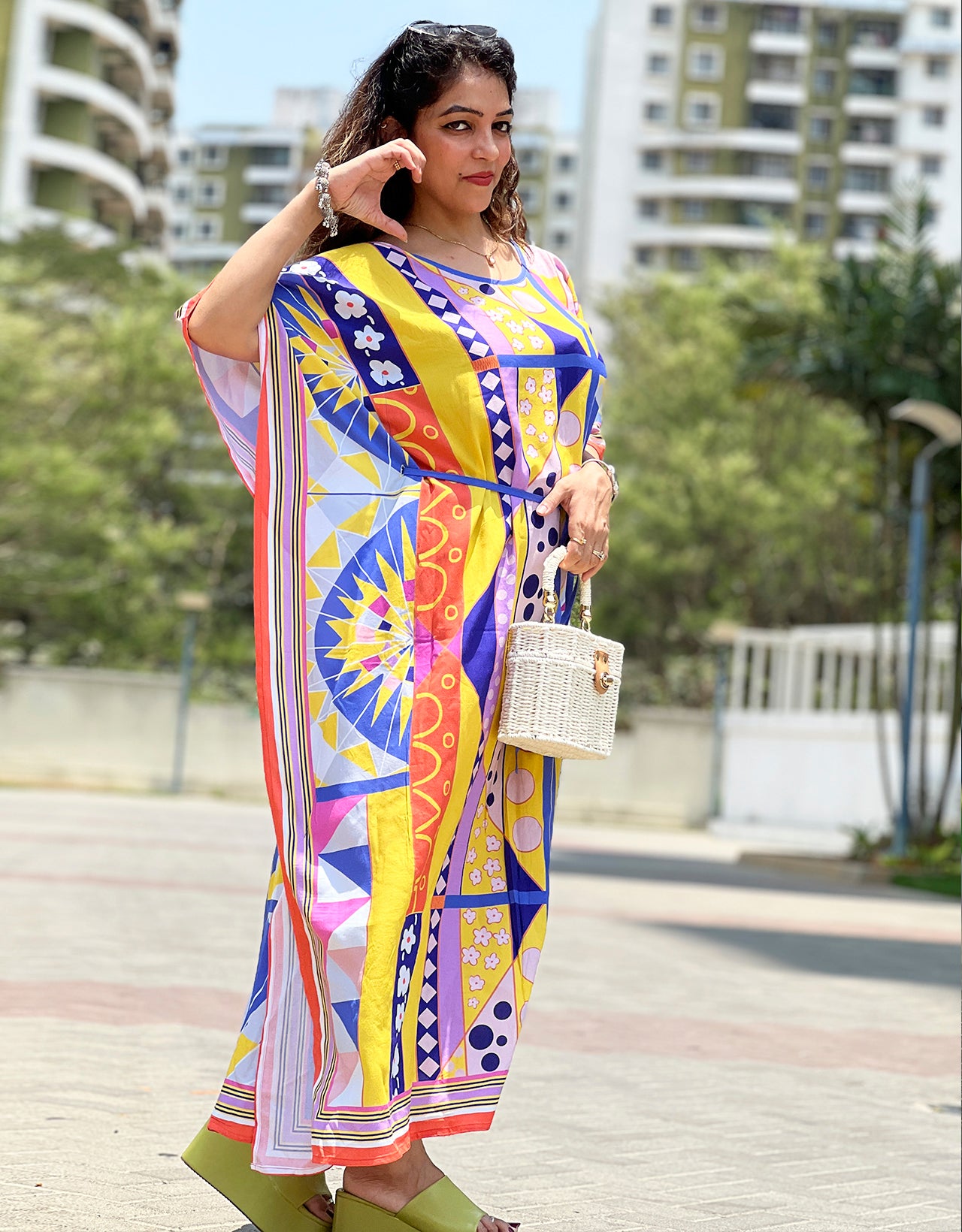 Printed Viscose Rayon Short Sleeve Kaftan