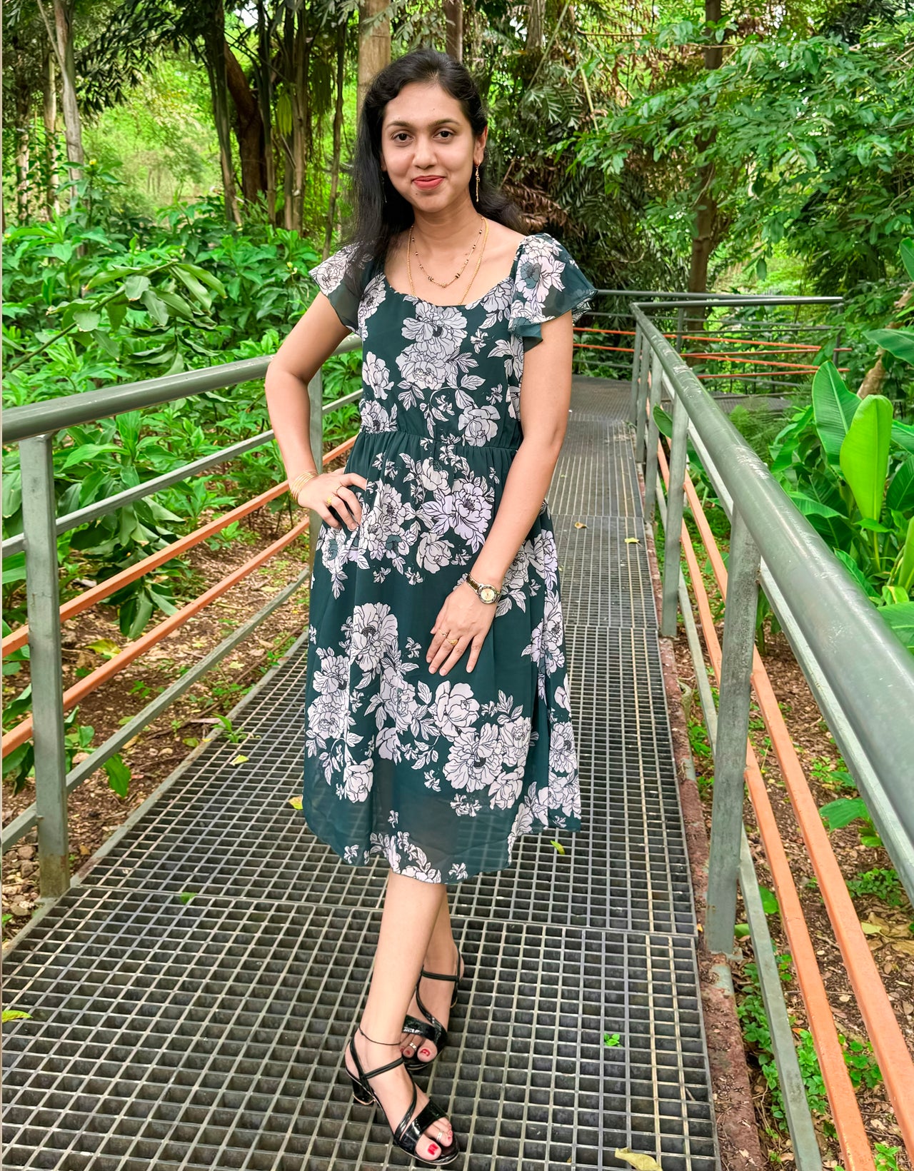 Off-Shoulder Midi Dress, Cinched