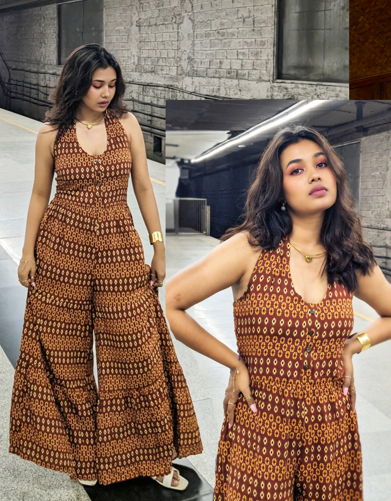 Printed Jumpsuit, Halter Neck