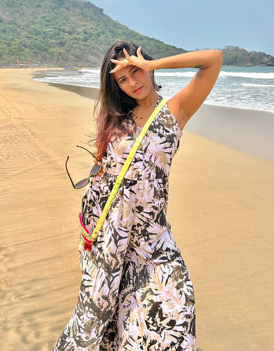 Printed Jumpsuit, Halter Neck