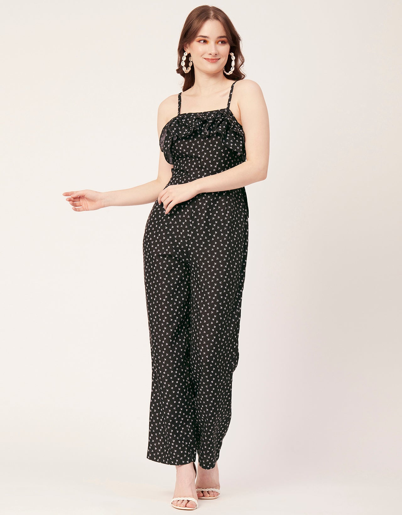 Frilled Jumpsuit, Poly Strap Romper