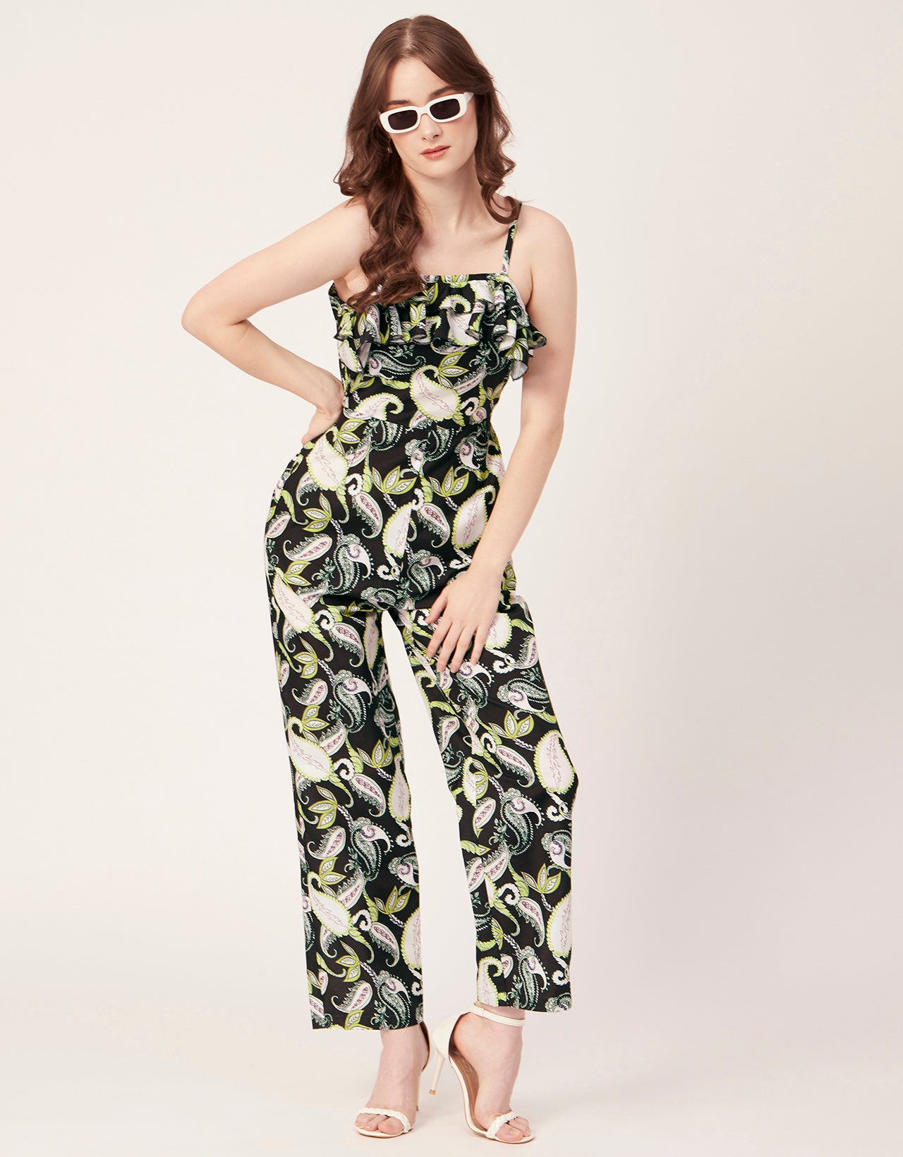 Frilled Jumpsuit, Poly Strap Romper