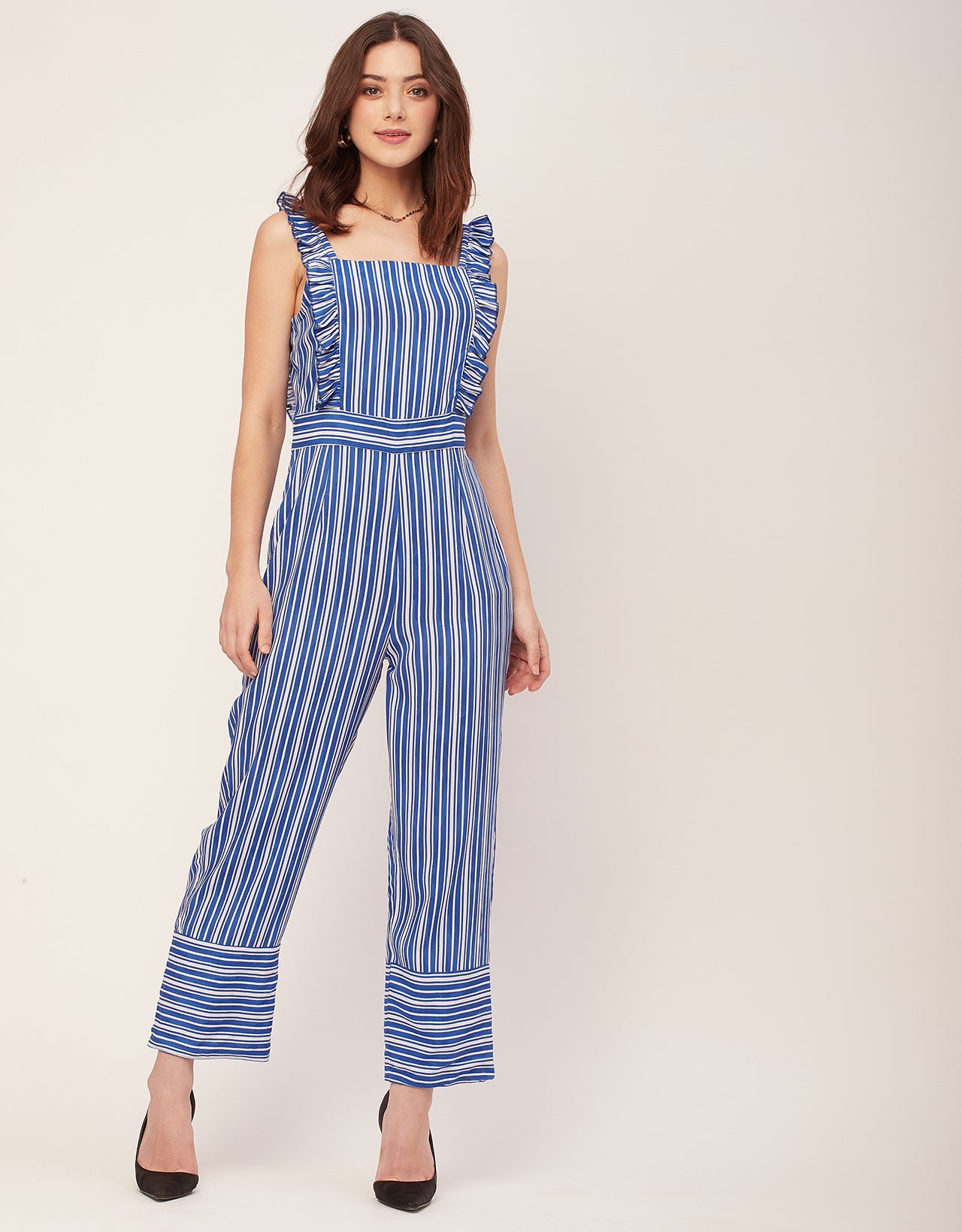 Sleeveless Square Neck Full Leg Rayon Jumpsuit